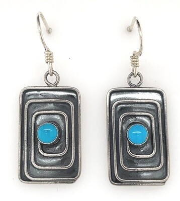 SILVER TURQUOISE EARRINGS NAVAJO-HAROLD JOE