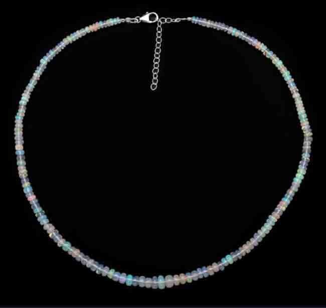 SILVER OPAL BEAD NECKLACE