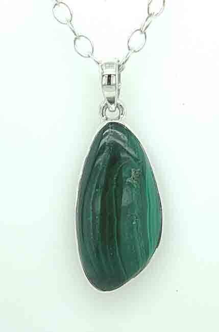 SILVER MALACHITE ABSTRACT PENDANT