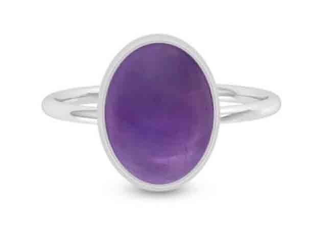 SILVER AMETHYST OVAL RING