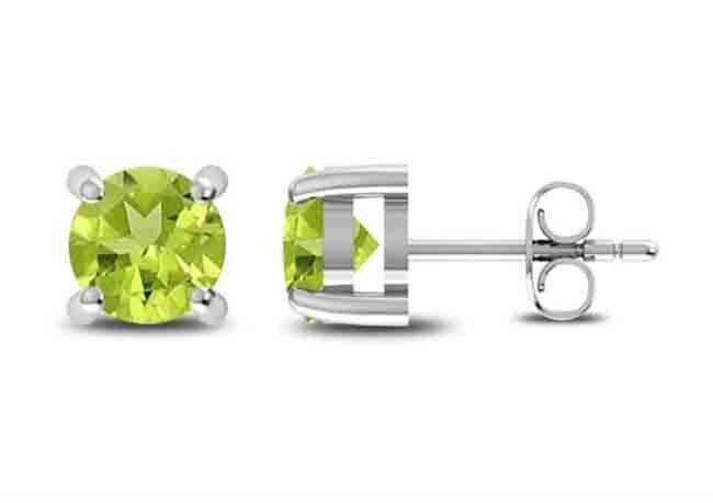 SILVER PERIDOT STUD EARRINGS