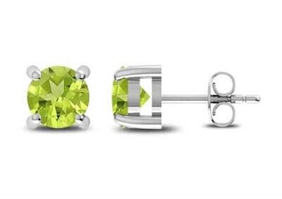 SILVER PERIDOT STUD EARRINGS