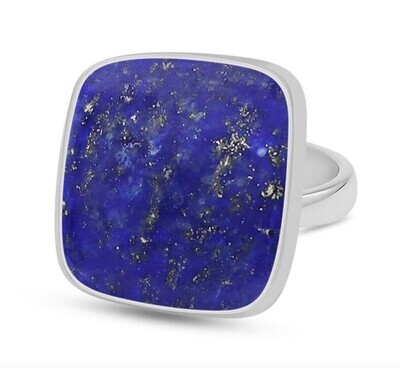 SILVER SQUARE LAPIS RING - 7