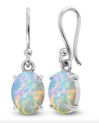 SILVER OPAL OVAL EARRINGS