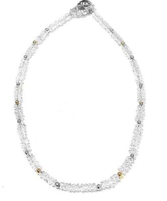 SILVER/14KT QUARTZ BEADED NECKLACE
