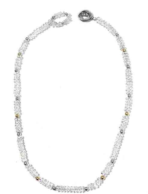 SILVER/14KT QUARTZ BEADED NECKLACE