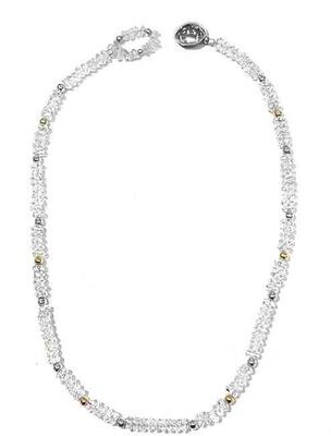 SILVER/14KT QUARTZ BEADED NECKLACE