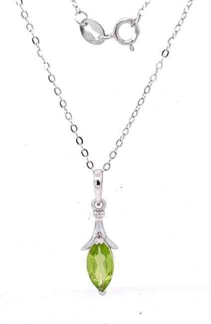 SILVER PERIDOT MARQUISE NECKLACE