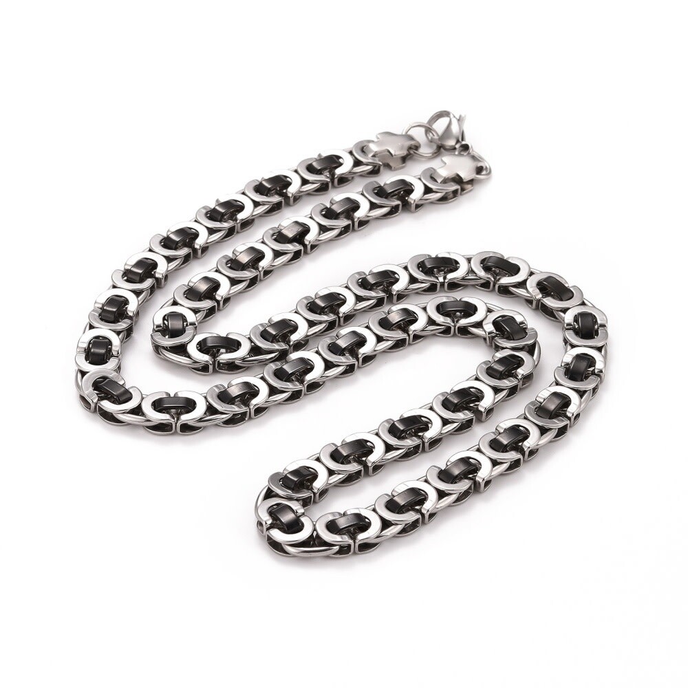 STAINLESS BYZANTINE LINK NECKLACE FJN142