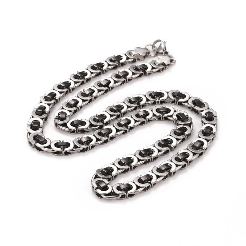 STAINLESS BYZANTINE LINK NECKLACE FJN142