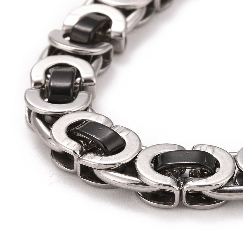SILVER STAINLESS BYZANTINE LINK NECKLACE