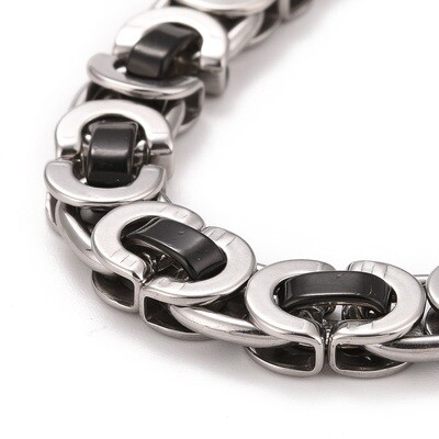 SILVER STAINLESS BYZANTINE LINK NECKLACE