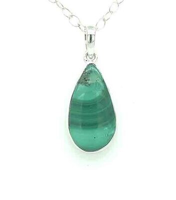 SILVER MALACHITE TEARDROP PENDANT