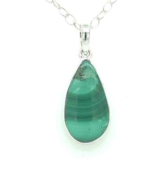SILVER MALACHITE TEARDROP PENDANT