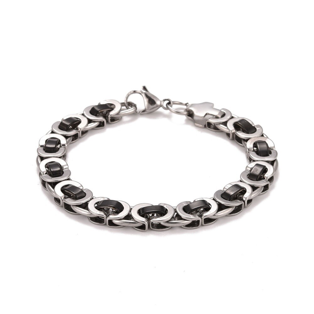 SILVER STAINLESS BYZANTINE LINK BRACELET
