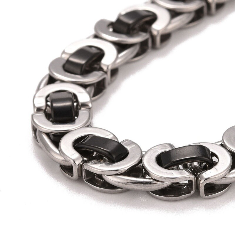 SILVER STAINLESS BYZANTINE LINK BRACELET