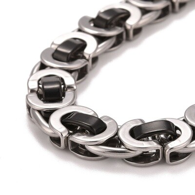 SILVER STAINLESS BYZANTINE LINK BRACELET