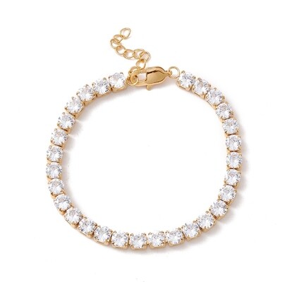 GOLD STAINLESS CZ TENNIS BRACELET 7&quot; TO 8&quot;