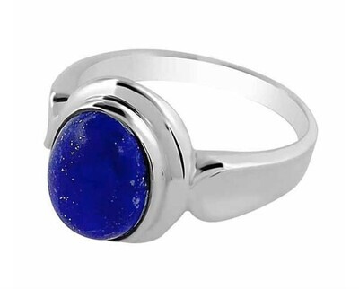 SILVER OVAL LAPIS RING