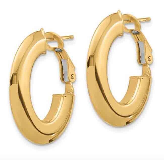 14K GOLD FLAT OVAL HOOP EARRINGS