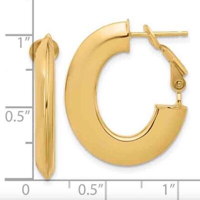 14K GOLD FLAT OVAL HOOP EARRINGS