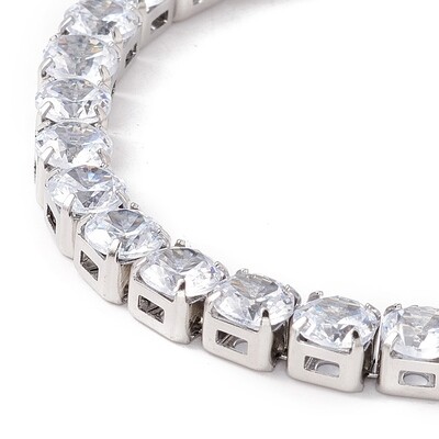 SILVER STAINLESS CZ TENNIS BRACELET 7" TO 8"