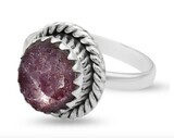 SILVER STAR RUBY W/BRAID EDGE RING SIZE 7