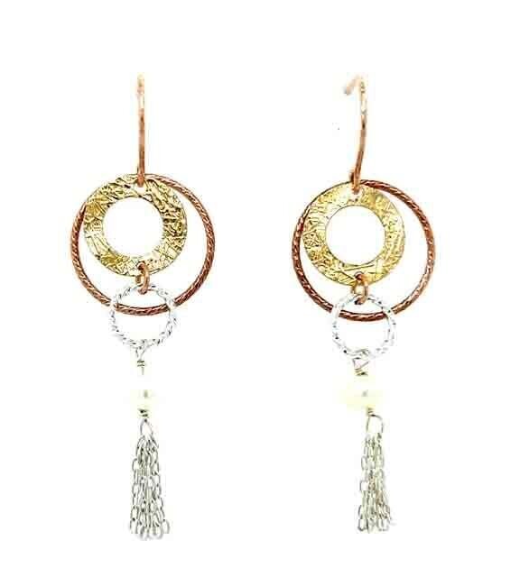 MIXED METALS PEARL EARRINGS