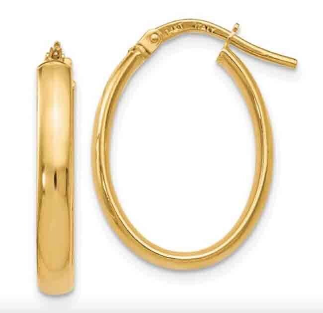 14K GOLD OVAL HOOP EARRINGS