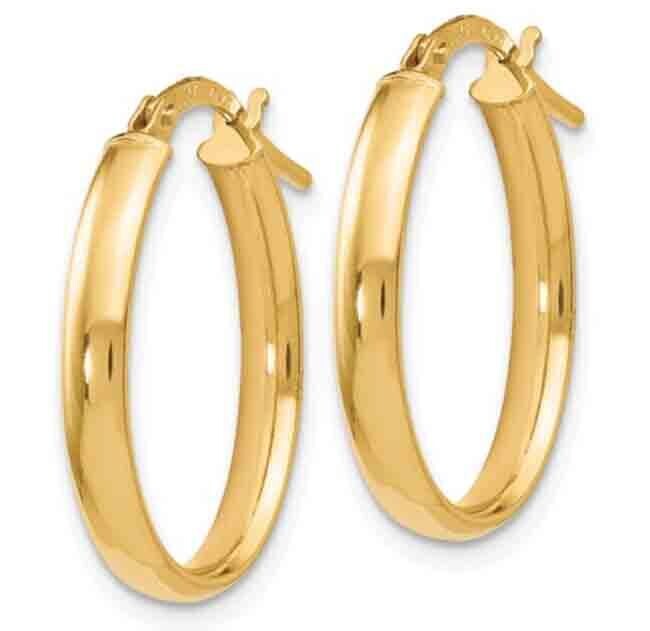 14K GOLD OVAL HOOP EARRINGS
