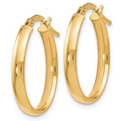 14K GOLD OVAL HOOP EARRINGS