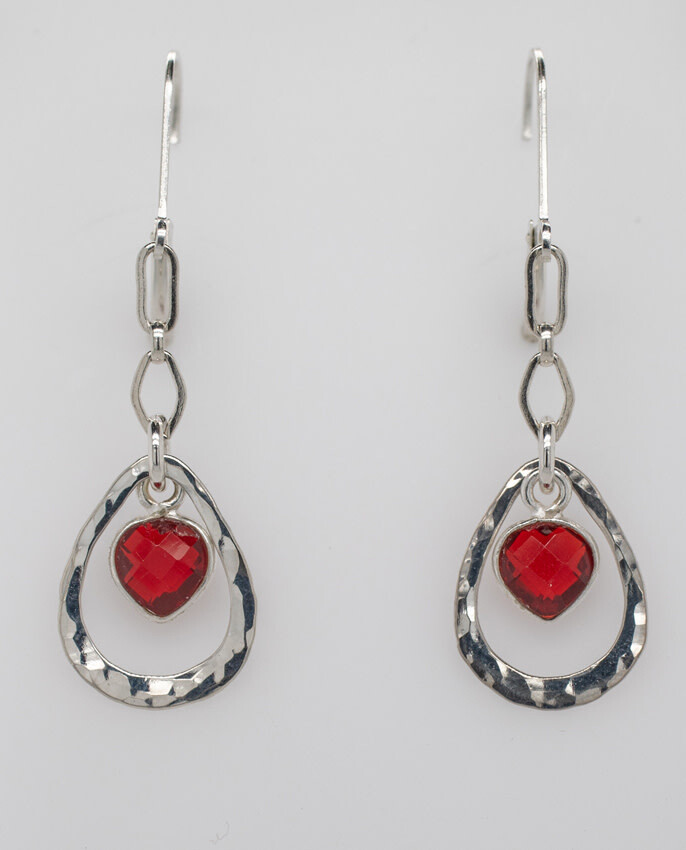 STERLING SILVER GARNET TEARDROP EARRINGS
