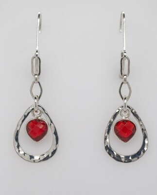 STERLING SILVER GARNET TEARDROP EARRINGS