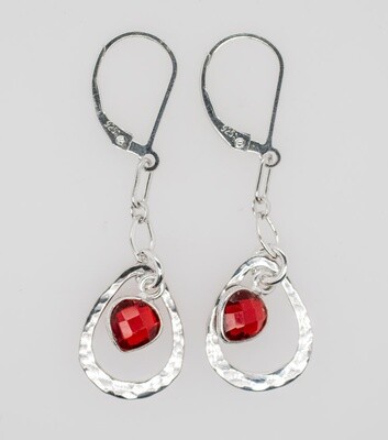STERLING SILVER GARNET TEARDROP EARRINGS