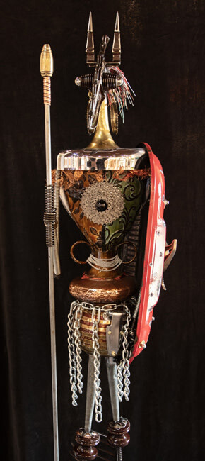 ZULU THE WARRIOR recycled sculpture 72.5x19x19