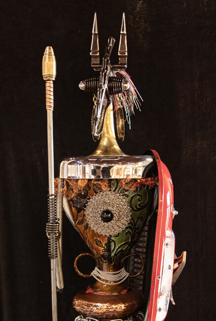ZULU THE WARRIOR recycled sculpture 72.5x19x19