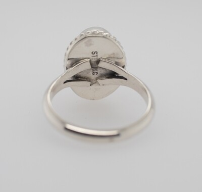 SILVER SPINEY OYSTER RING - NAVAJO - RB - SIZE 6.5