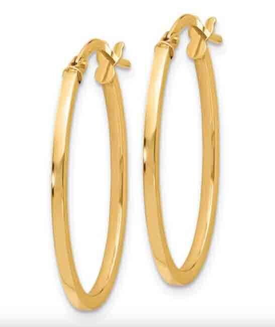 14K GOLD OVAL HOOP EARRINGS