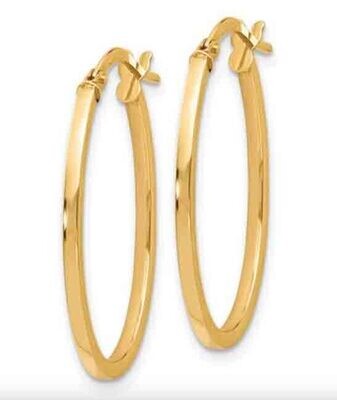 14K GOLD OVAL HOOP EARRINGS