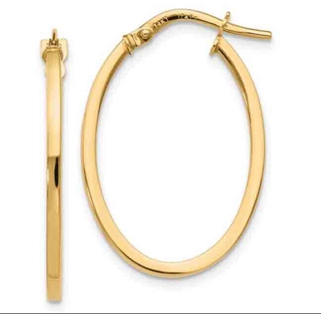 14K GOLD OVAL HOOP EARRINGS