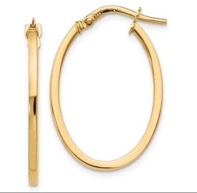 14K GOLD OVAL HOOP EARRINGS