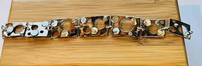 MIXED METALS CUTOUT LINK BRACELET