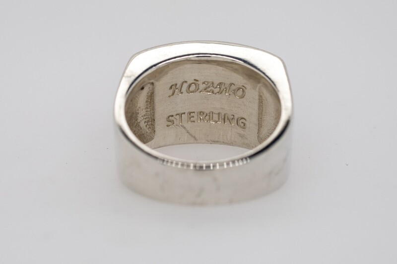 SILVER INLAY ARROW RING NAVAJO - WILSON DAWES SIZE-9