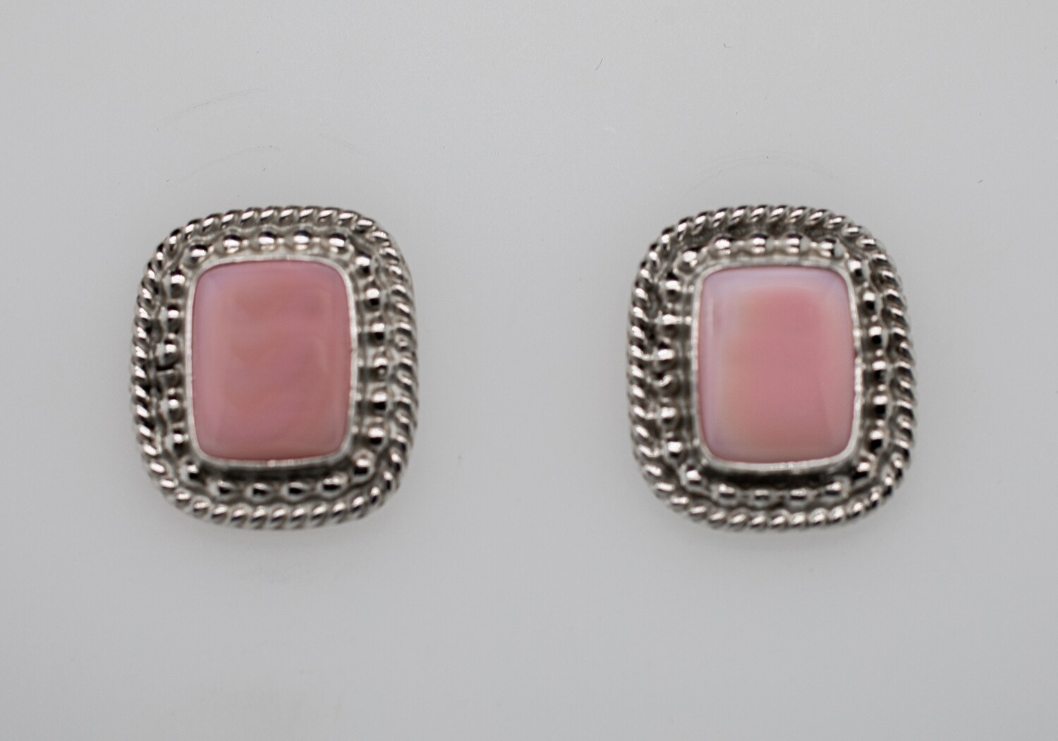 SILVER PINK CONCH EARRINGS - NAVAJO - J FRANK