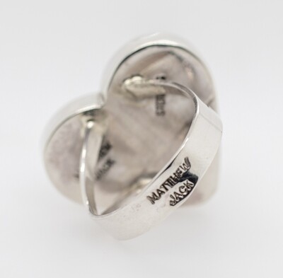 SILVER NIGHT SKY HEART INLAY RING - NAVAJO - MATTHEW JACK - SIZE 8.5