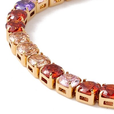 GOLD STAINLESS MIX CZ TENNIS BRACELET 7" TO 8"