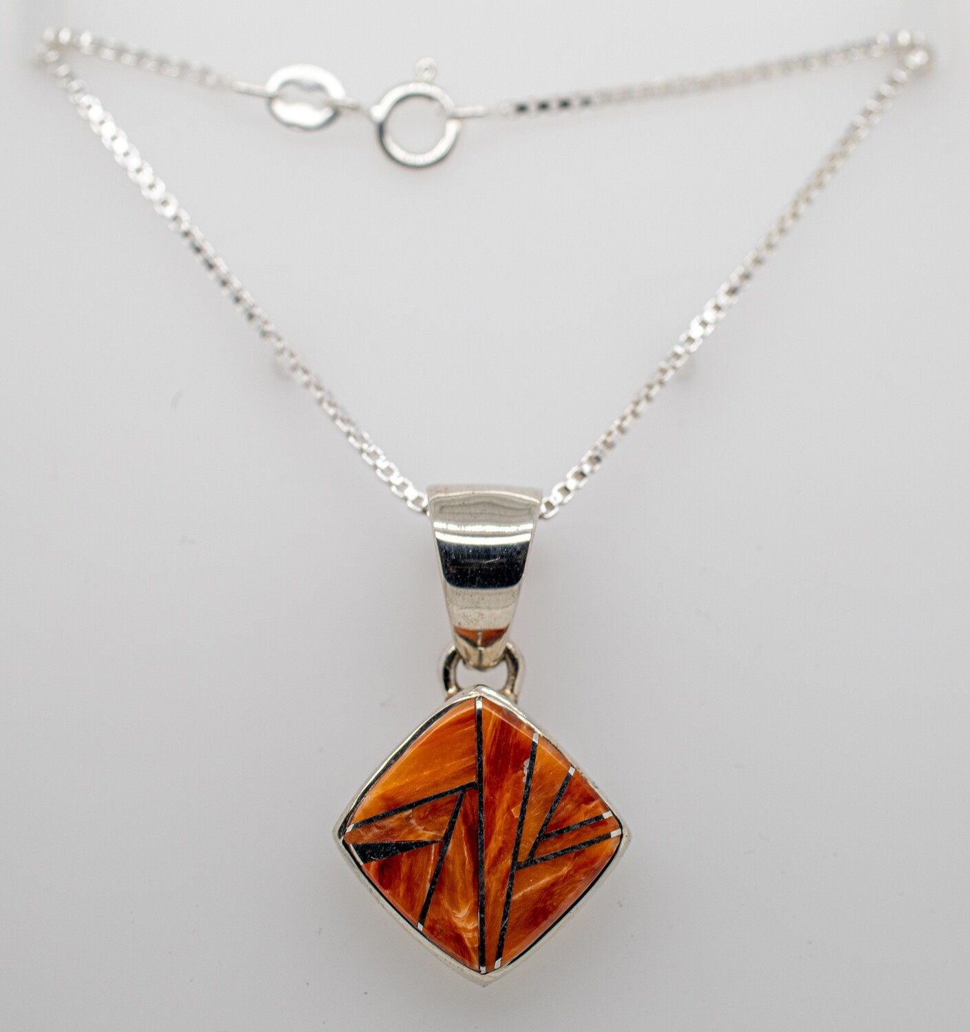SILVER SPINEY OYSTER INLAY PENDANT - NAVAJO - VALERIE YAZZIE