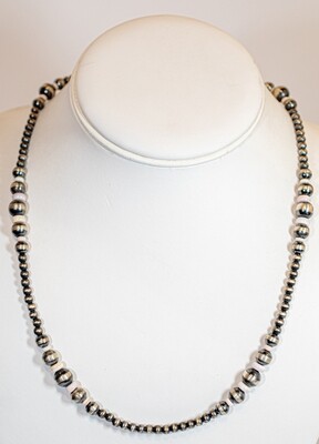 SILVER PINK CONCH NAVAJO PEARLS NECKLACE - NAVAJO - JAN MARIANO