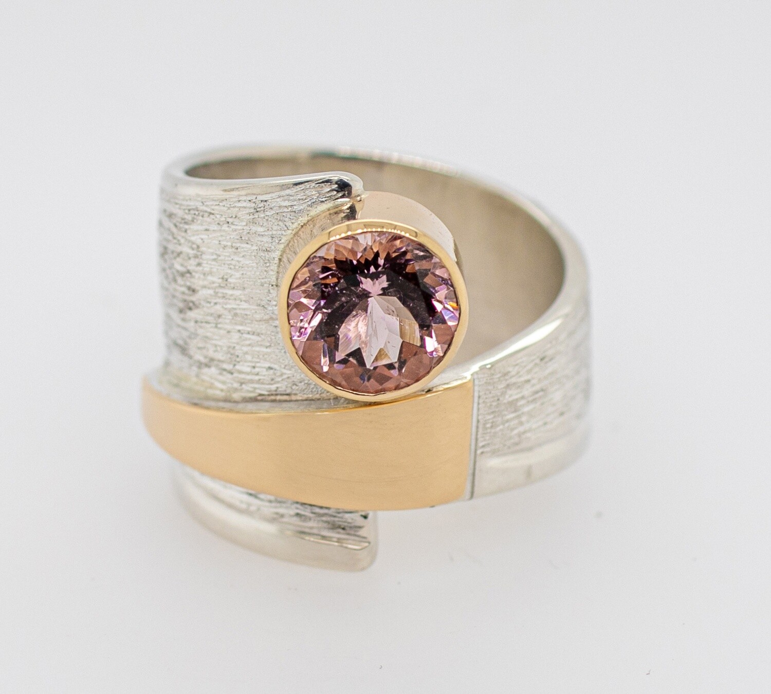 SILVER/14K MORGANITE WRAP RING-10