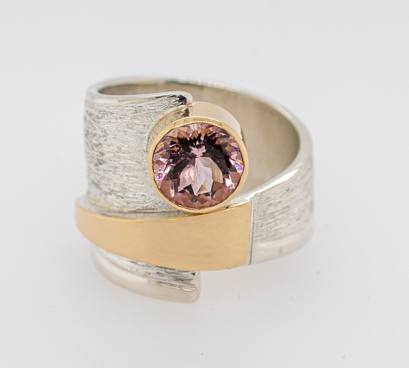 SILVER/14K MORGANITE WRAP RING-10